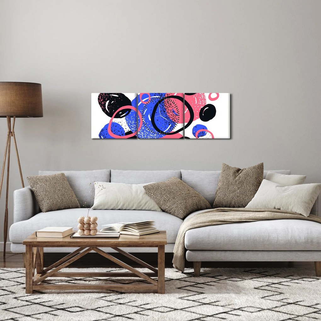 Kép - Motívum élénk színű körökkel (órával) (90x30 cm)