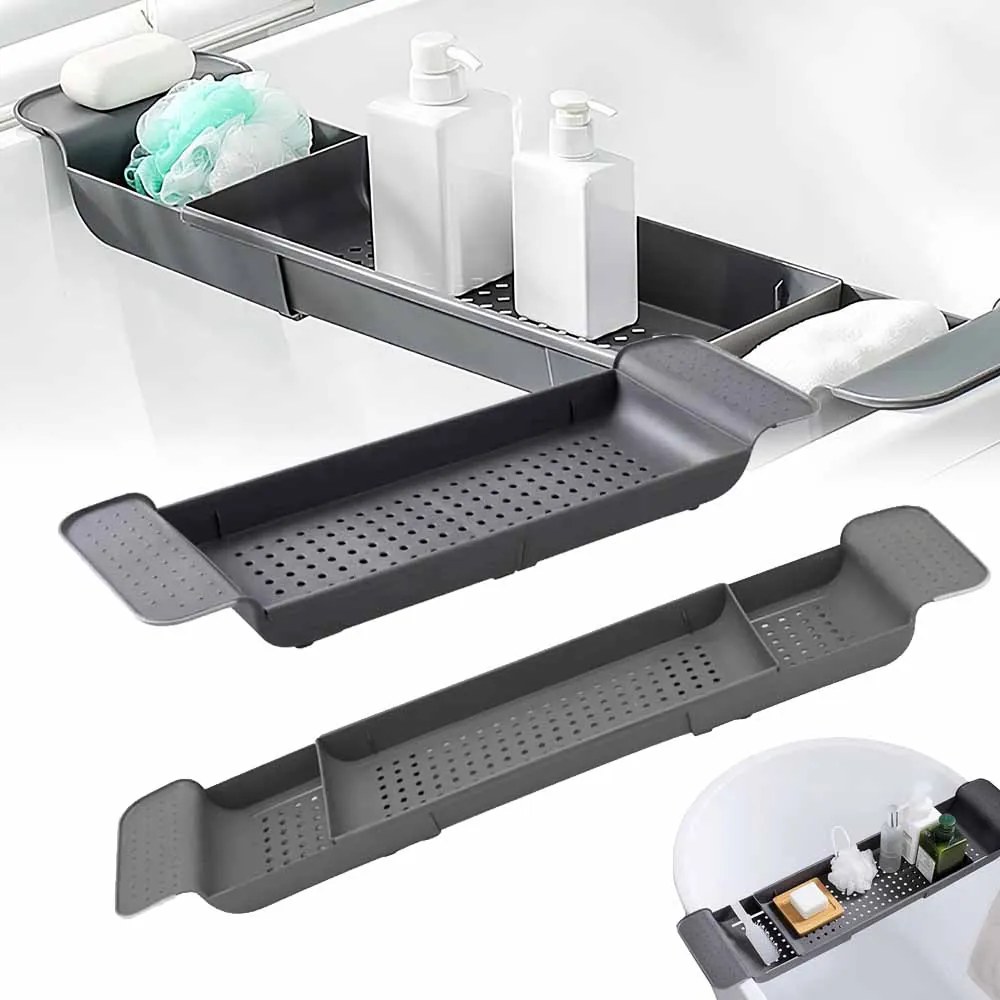 Fürdőszobai Kádtartó Polc, Állítható, Fekete