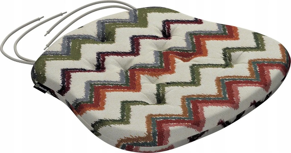 Filip székpárna 41x38 piros-zöld cikk-cakk krémszínű alapon