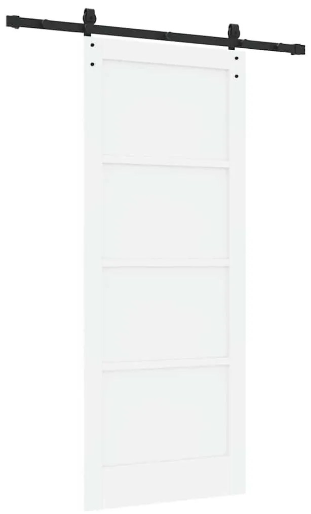 Csúszóajtó Fehér és fekete 83 x 202 cm Tömör fenyő és acél