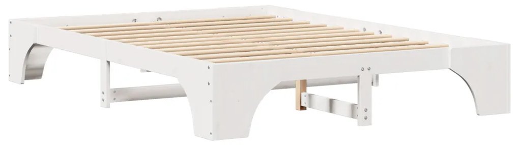 Ágykeret Fehér Fa 150 x 200 cm Minimalista Faágykeret