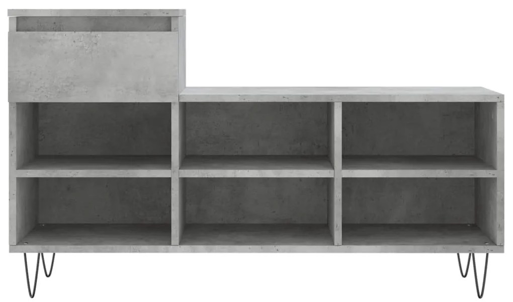 betonszürke szerelt fa cipőszekrény 102x36x60 cm