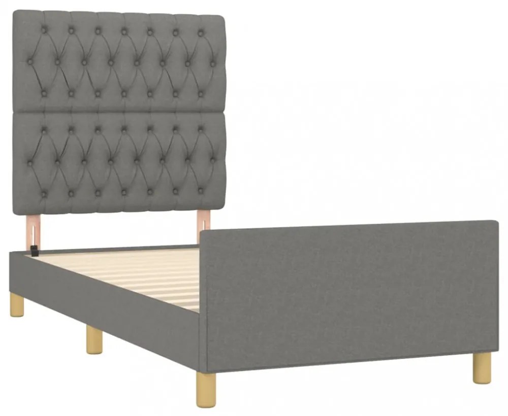 sötétszürke szövet ágykeret matrac nélkül 90x200 cm