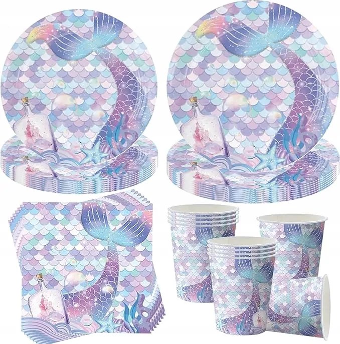 50 db-os sellő alakú party edénykészlet