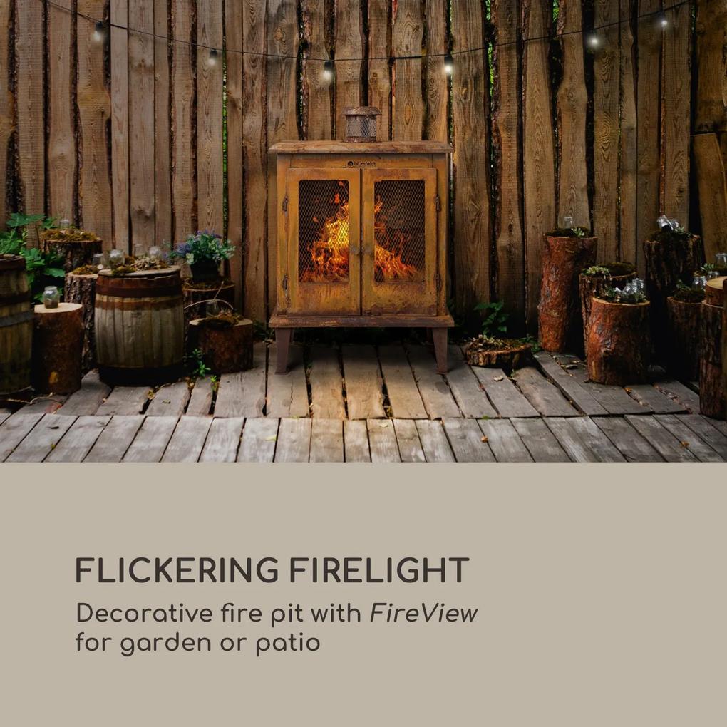 Flame Locker, tűzrakóhely, vintage kerti kandalló, 58 x 30 cm, acél, rozsdás megjelenés