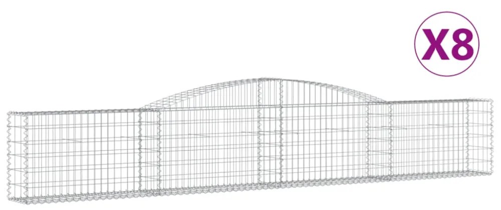 8 db íves horganyzott vas gabion kosár 400x30x60/80 cm