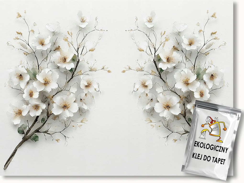 Fotótapéta Flizelina Fa Ág Fehér Virágok Tavasz 312x219 ragasztó