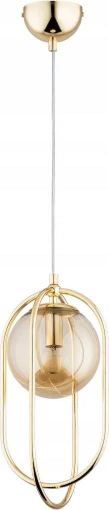 Függő lámpa arany üveg borostyán glamour gömb Alfa hálószoba