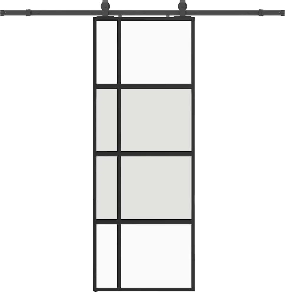 vidaXL fekete edzett üveg tolóajtó fémszerelék szettel 76x205 cm