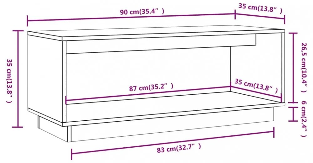 vidaXL tömör fenyőfa TV-szekrény 90x35x35 cm