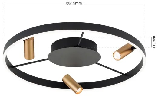 Orion DL 7-686/3-LED dimmelhető mennyezeti lámpa BERLIN LED/50W/230V fekete/aran