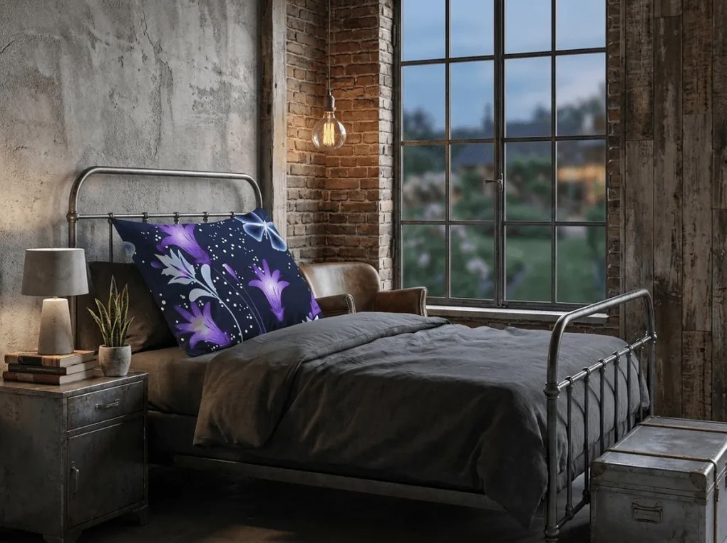 Mikroszálas párnahuzat VIOLET BUTTERFLY 70x90 cm, sötétkék
