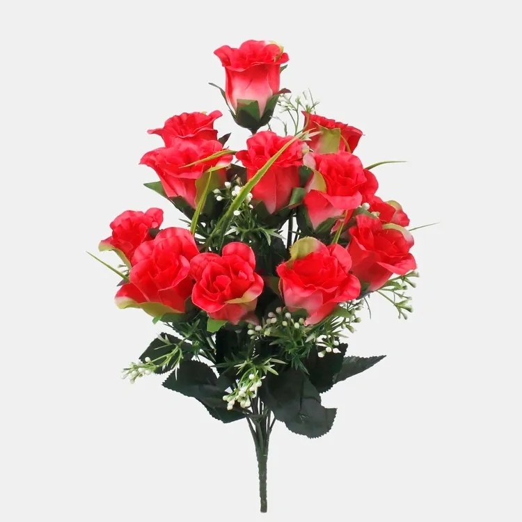 Csokor Rózsa Mesterséges Piros Virágkompozíció Mesterséges Virág 42 cm