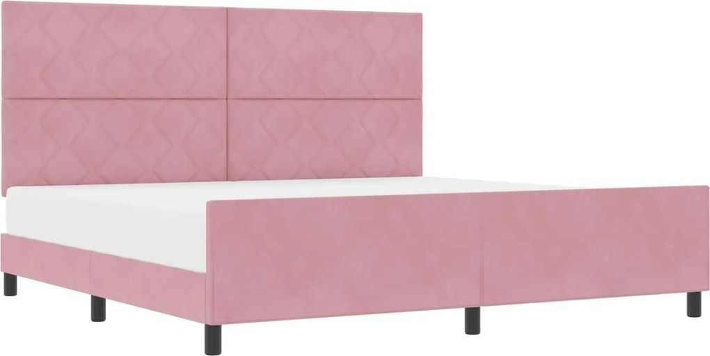 vidaXL Boxrugós ágy fejtámlával Rózsaszín 200 x 200 cm Bársony