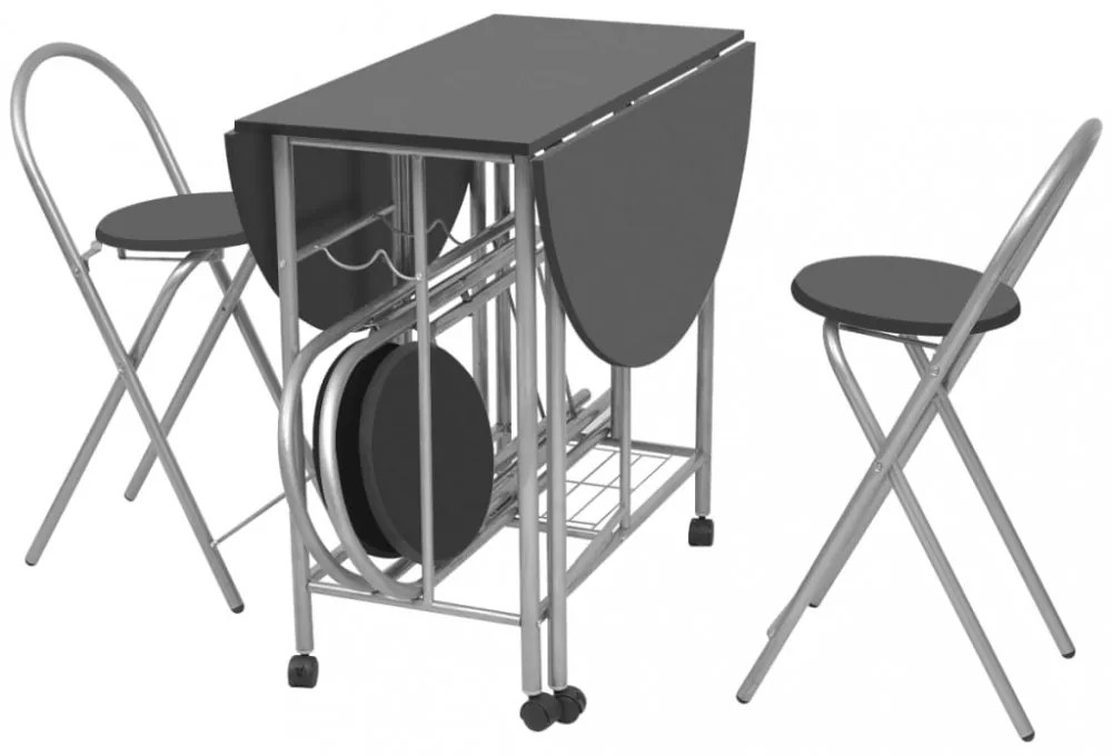 vidaXL 5 darabos, fekete összecsukható MDF étkezőgarnitúra