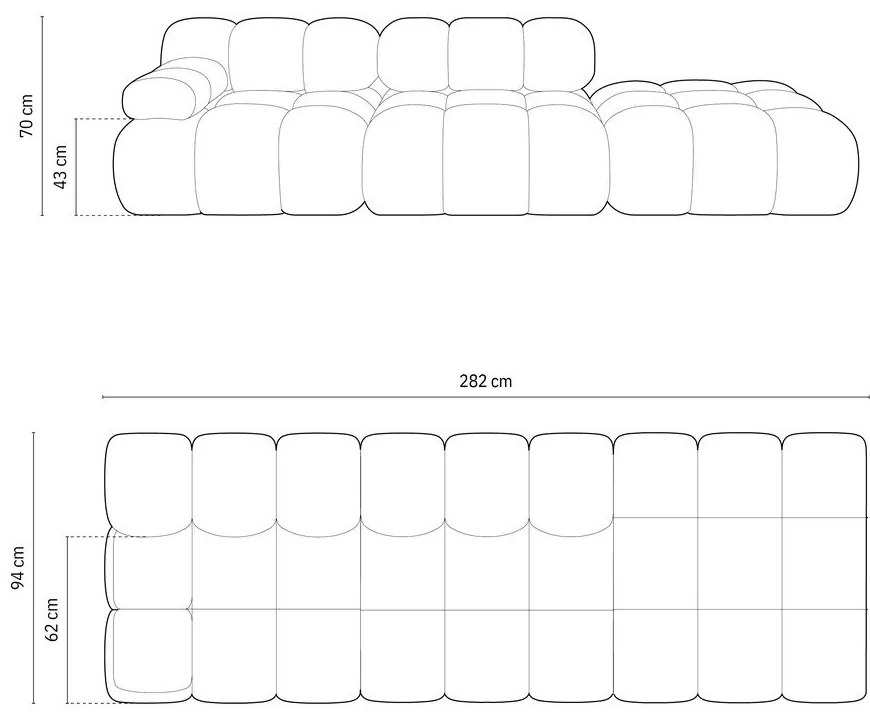Bézs buklé moduláris kanapé 288 cm Bellis – Micadoni