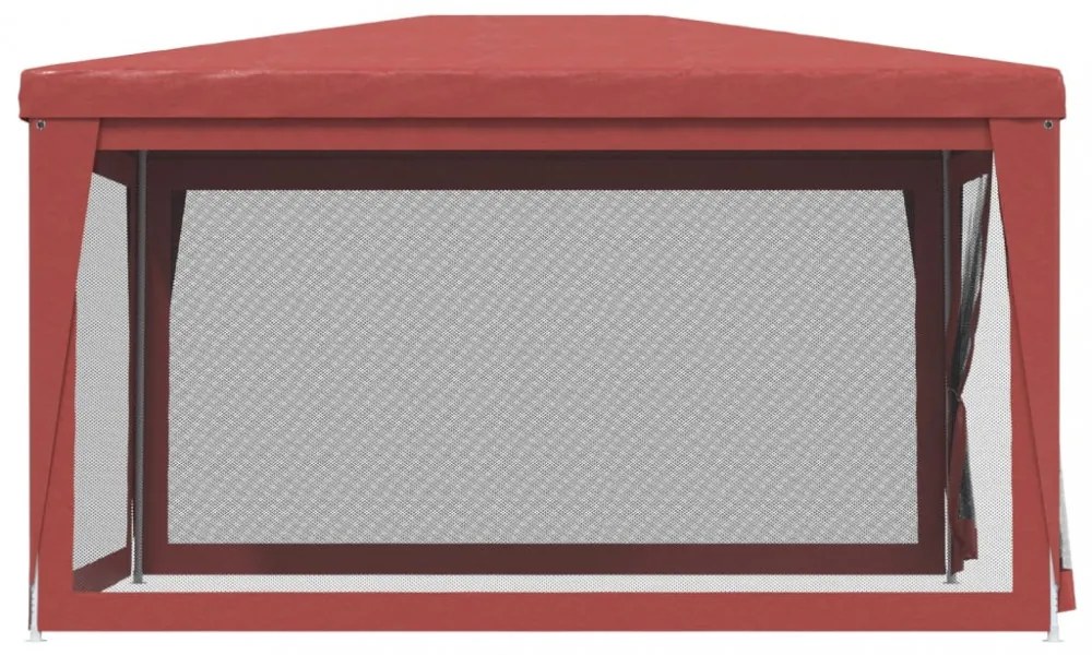 piros HDPE rendezvénysátor 4 hálós oldalfallal 3x4 m