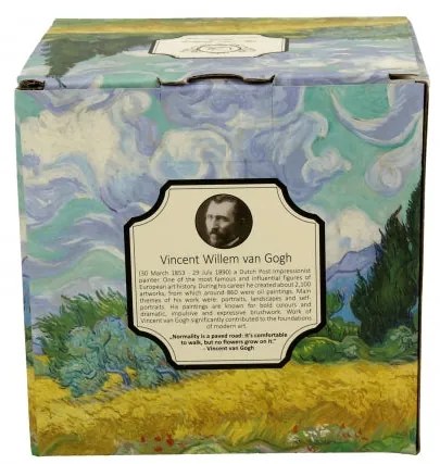 Van Gogh porcelán bögre díszdobozban Búzaföld Ciprusokkal