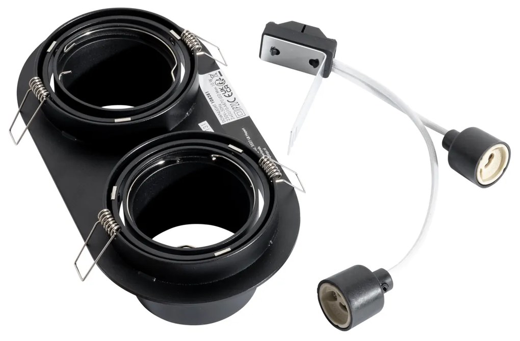 6 darabos süllyesztett spotlámpa készlet fekete GU10 70mm dönthető 2-lámpás - Installa