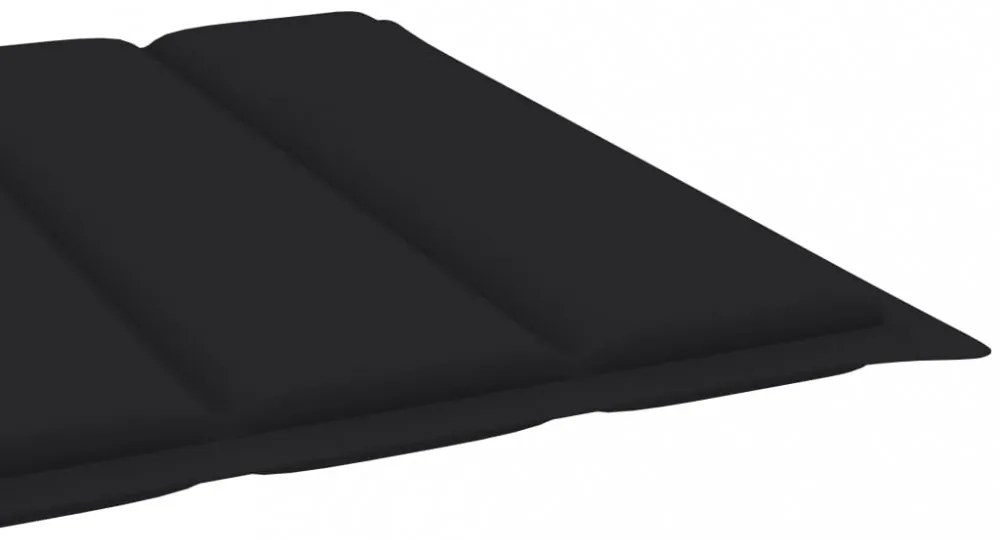 fekete oxford szövet napozóágy párna 200 x 60 x 3 cm
