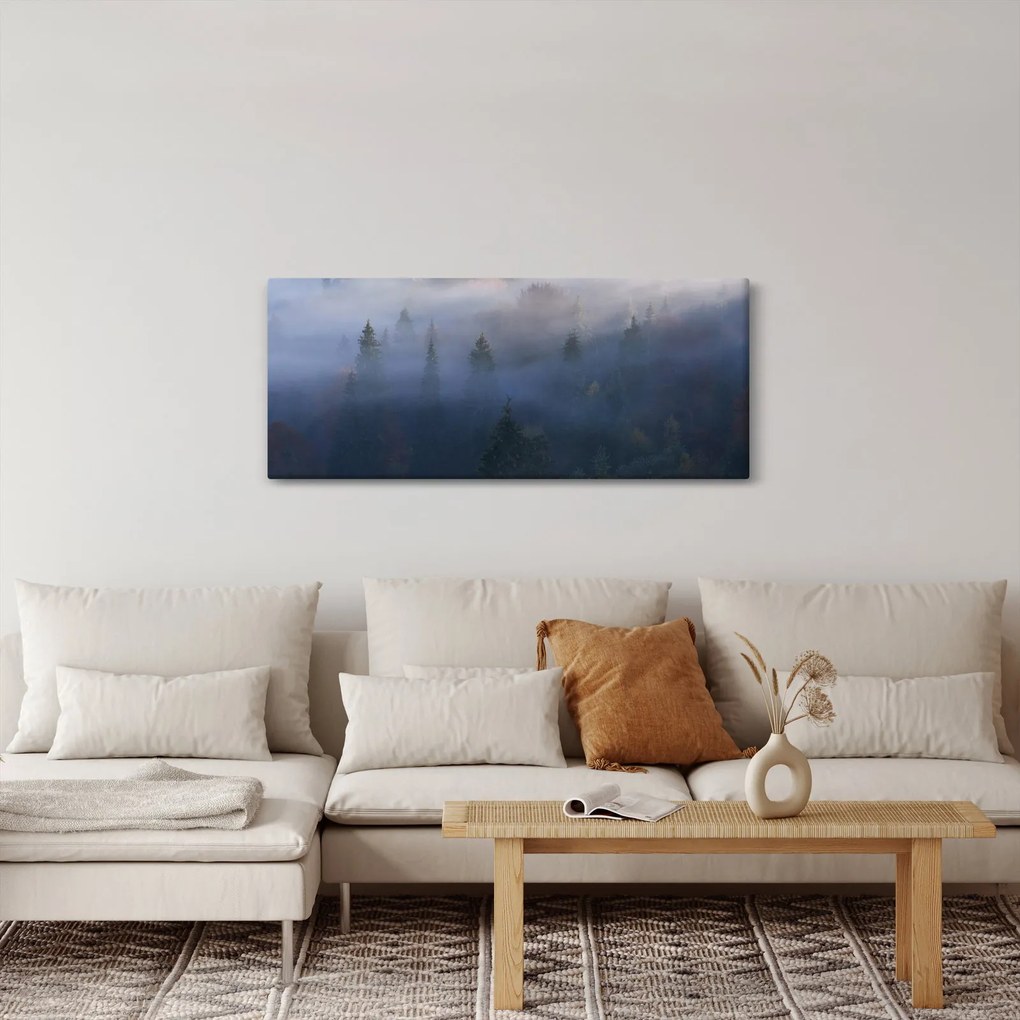 Kép - erdő a ködben, Carpathians, Ukraina (120x50 cm)