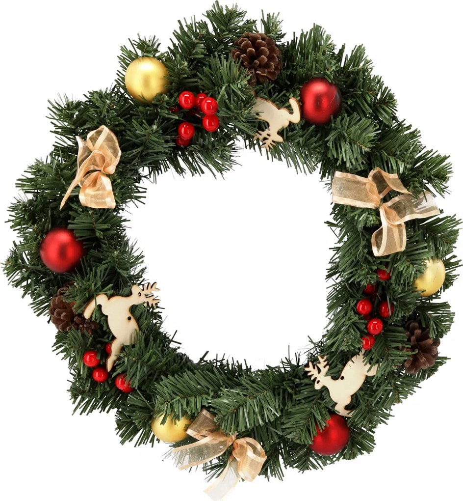 Aga Karácsonyi koszorú 40 cm Piros-arany