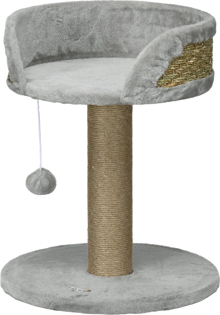 PawHut Kaparófa 49 cm Kis Macska Torony Játszófallal, Siszálos Posztokkal, Platformmal, Macska Kaparófa, Mászófa, Kis Macskák Számára, Szürke | Aosom