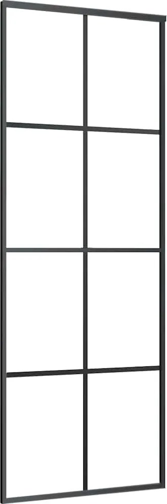vidaXL fekete alumínium és ESG üveg tolóajtó 76 x 205 cm