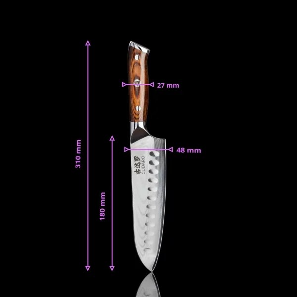 Gudaro - Damaszk Santoku konyhakés FENG 7,5", 67 rétegű acél, hossza 18 cm