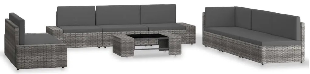 vidaXL 9 részes szürke polyrattan kerti ülőgarnitúra