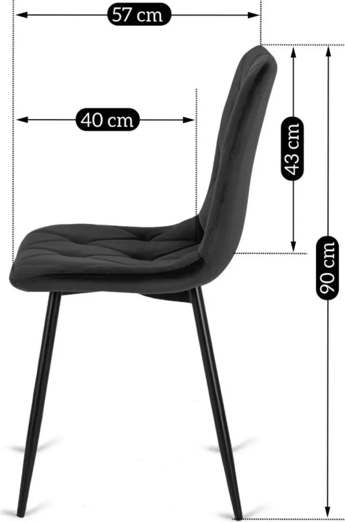 Szék fekete színben, bársony kárpittal. ROBIN