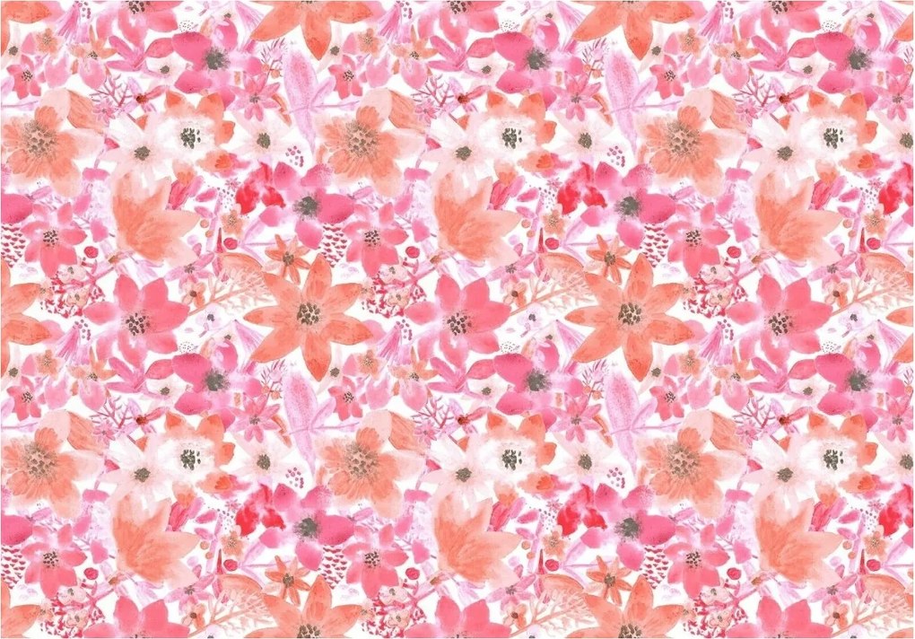 Fotótapéta Rózsaszín virágok akvarell 368x280 finom csokor levelek +ragasztó