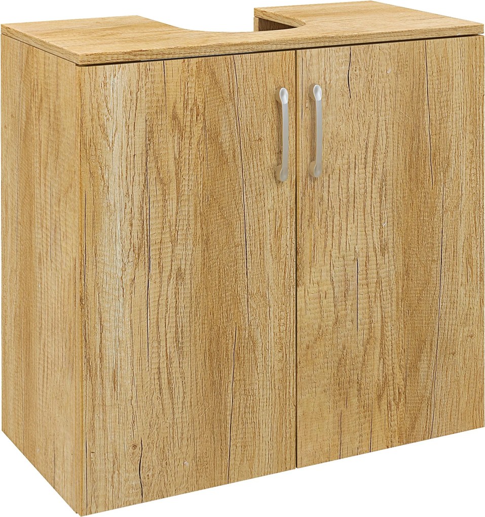 HOMCOM Modern Fürdőszobai Mosdókagyló Alatti Szekrény, Fali Szekrény 2 Ajtóval és 2 Polccal, U-alakú Kivágással Fából, Mosdókhoz Talppal vagy Anélkül,