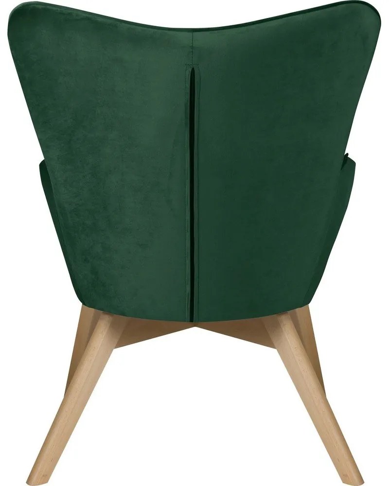 Sötétzöld bársony fotel lábtartóval Niko – Ropez