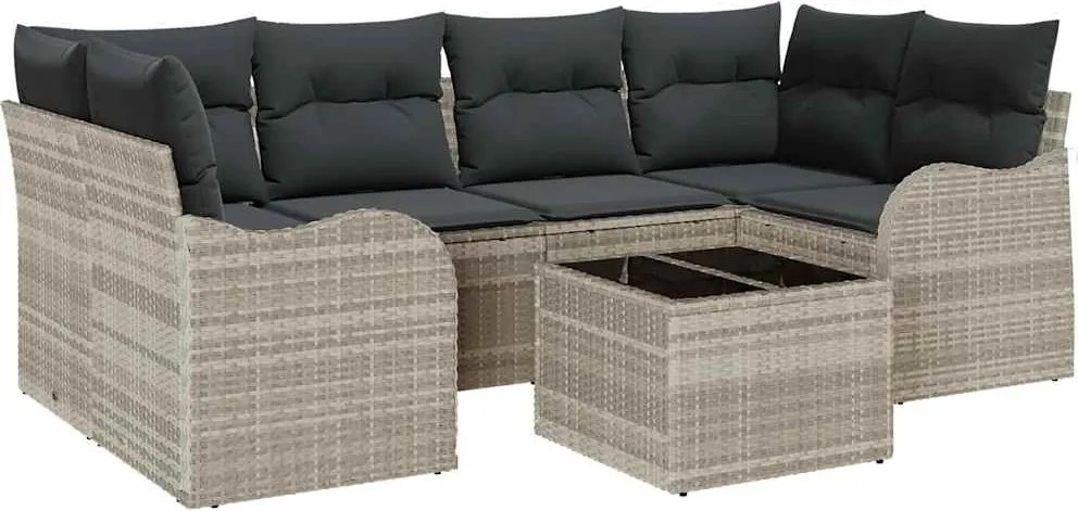 vidaXL Kerti Kanapé Szett Világosszürke 55 x 55 x 37 cm polirattan