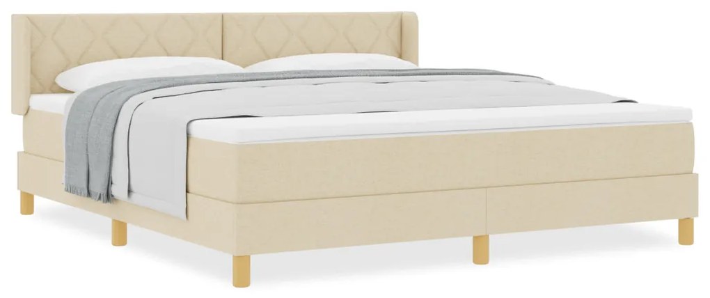 Boxspring ágy matraccal krém szövetben, 180x200 cm