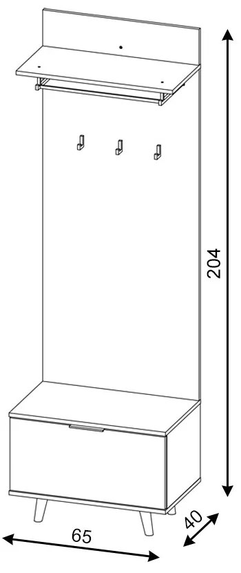 NORDIC D Előszobafal Evoke Tölgy Színben