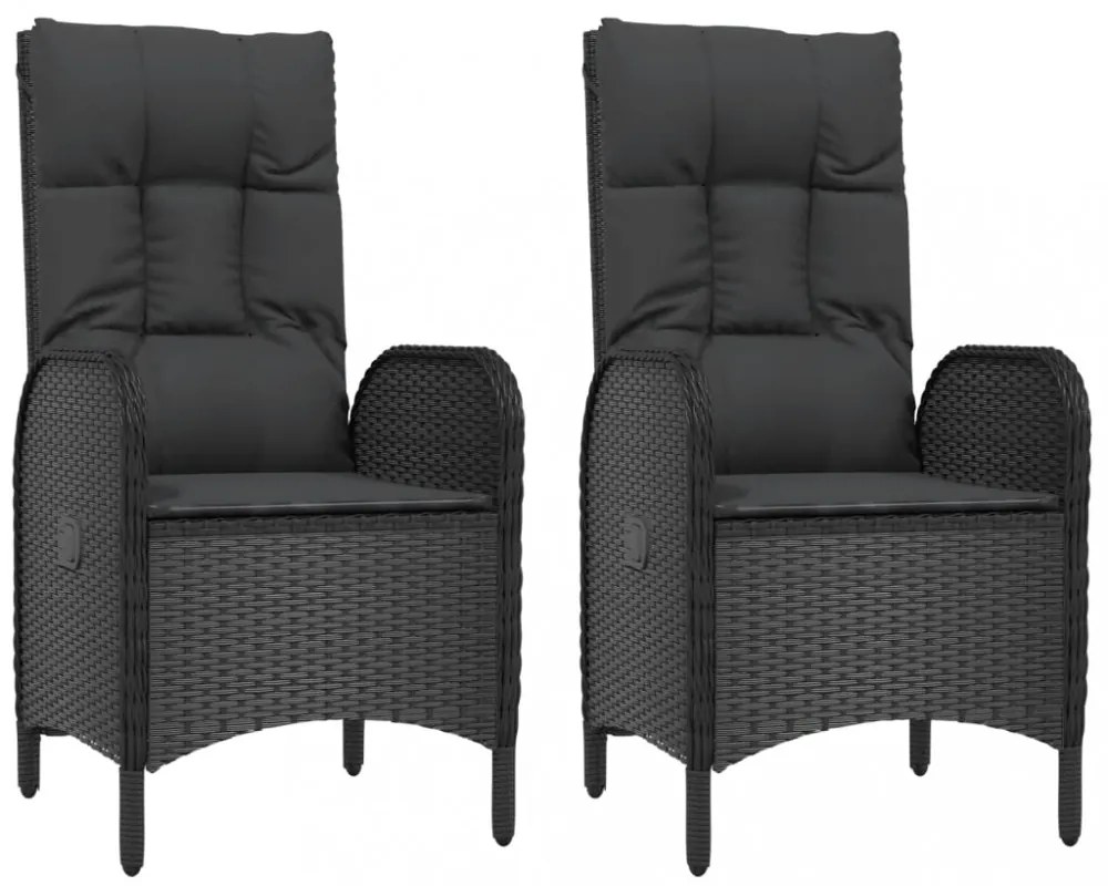 2 db fekete polyrattan kültéri szék