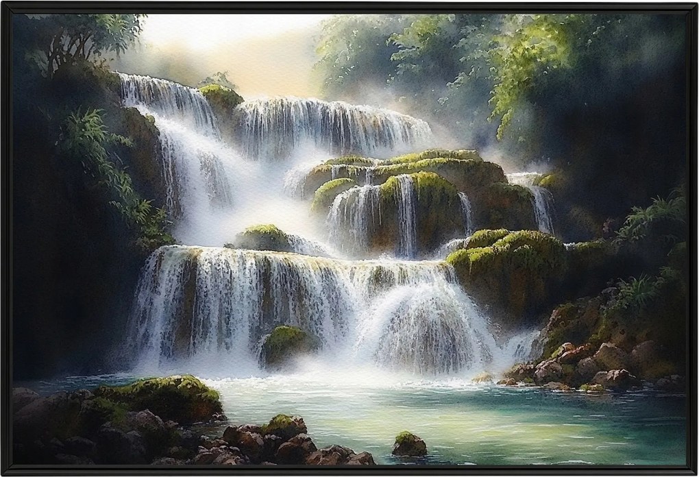 Poszter Keret Alumínium Tájkép Horvátország Park Krka Vízesések Folyó 60x40