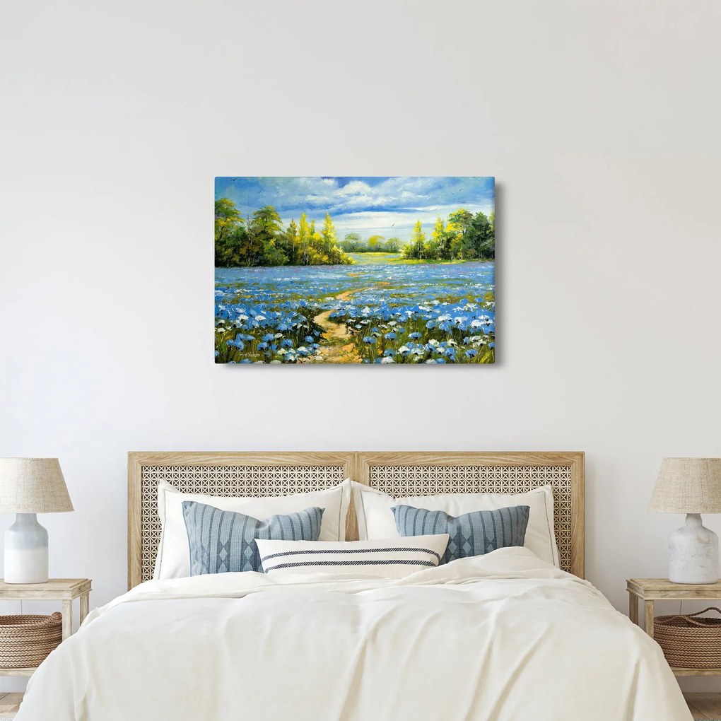 Kép - ösvény a mezőn, olajfestmény (90x60 cm)