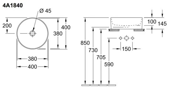 Villeroy & Boch 4A1840R1 - Ráülő mosdó COLLARO, átmérő 40 cm, kerámia/fehér