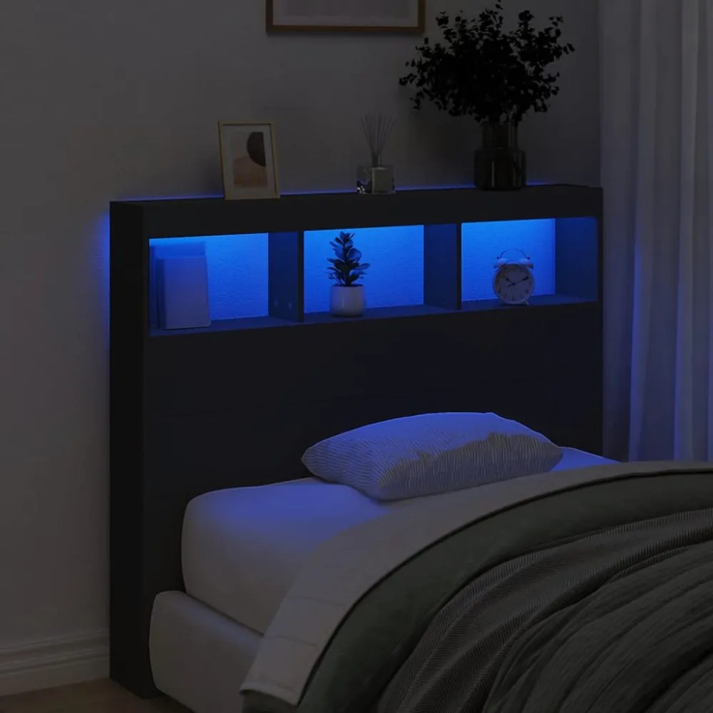 fekete áthidalószekrény LED-világítással 120 x 17 x 102 cm