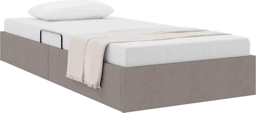 vidaXL Tárolós Ágy fejtámlával tárolóval Tópszínű 90 x 200 cm szövet
