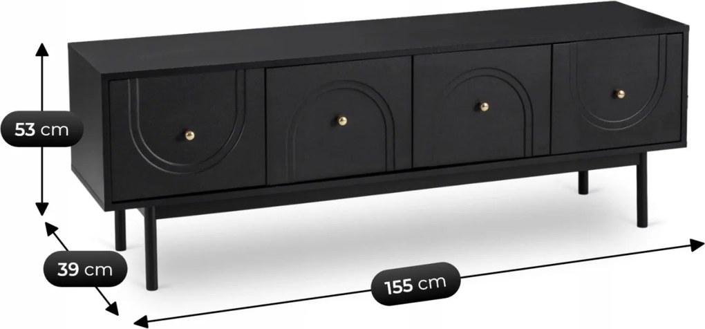 MARLEN TV-szekrény 155 cm, fekete