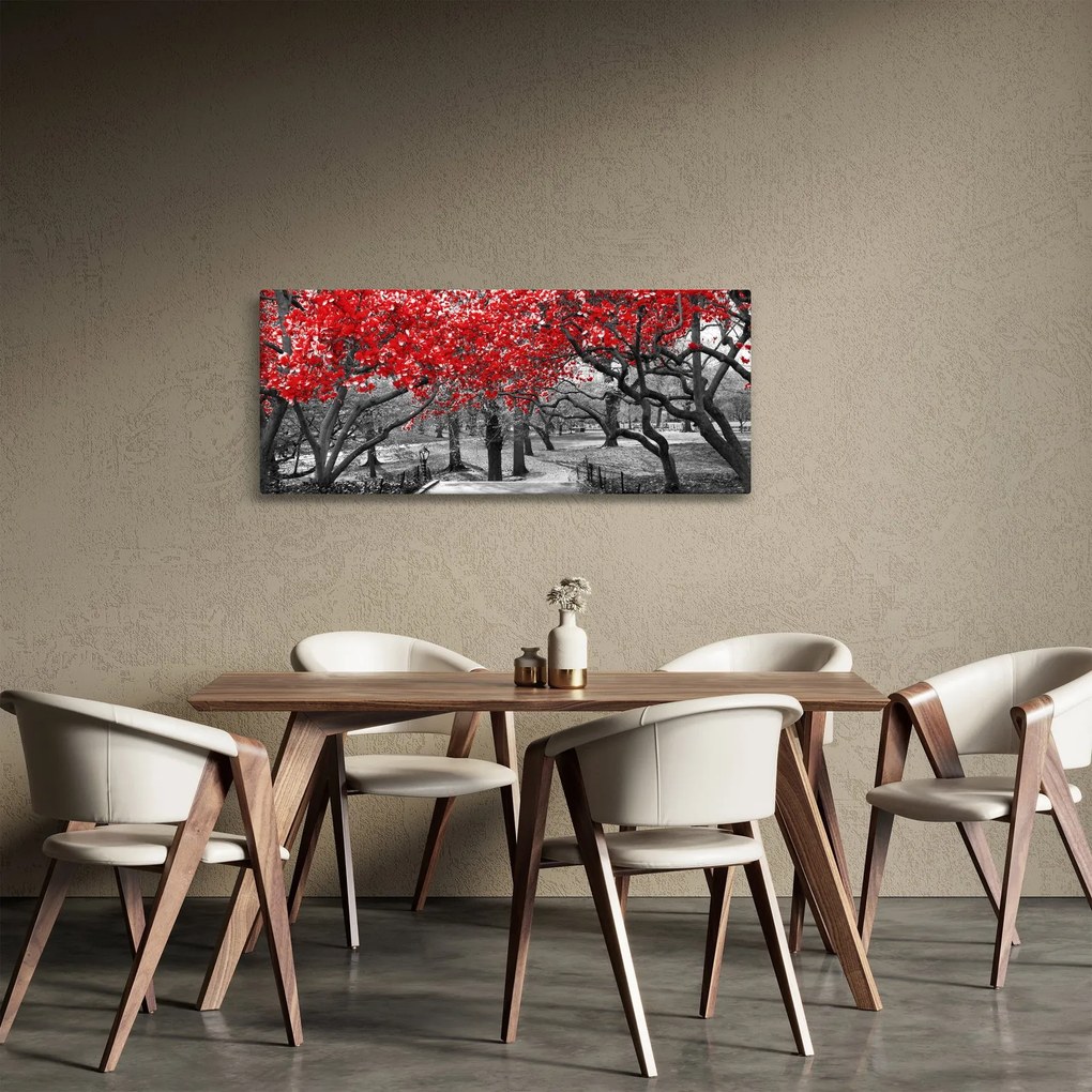Kép - vörös fák,Central Park, New York (120x50 cm)