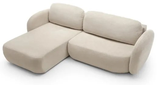 L alakú, balos OLBIA kihúzható ülőgarnitúra tárolóhellyel, bézs