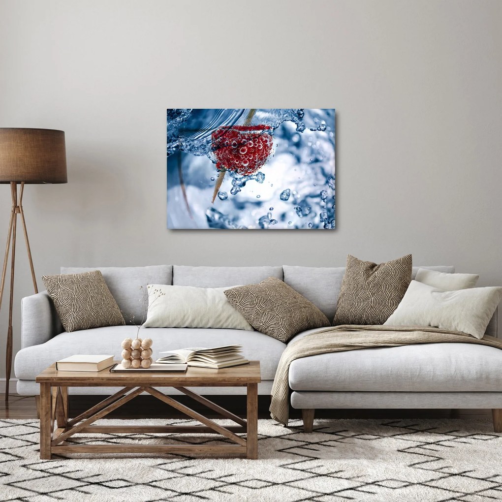 Kép - málna részlete a vízben (70x50 cm)