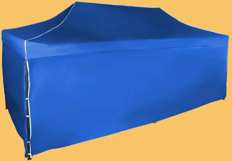 Gyorsan összecsukható sátor 3x6m - acél, Kék, 4 oldalfal