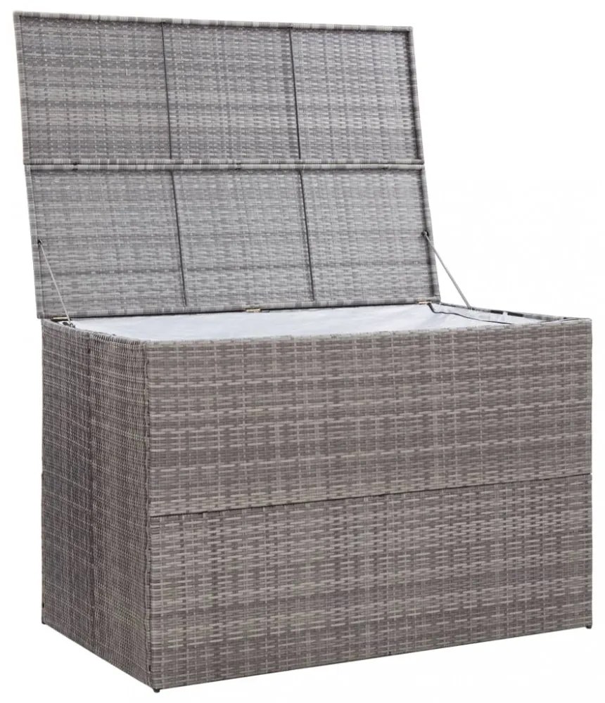 szürke polyrattan kerti tárolóláda 150 x 100 x 100 cm