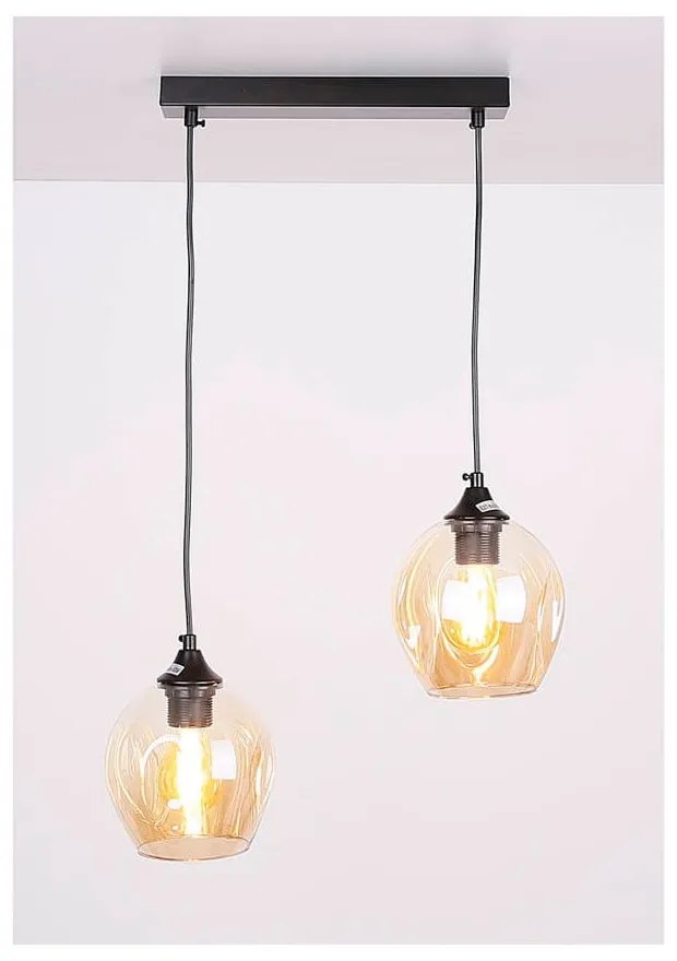 Fekete függőlámpa üveg búrával 14x48 cm Aspa – Candellux Lighting